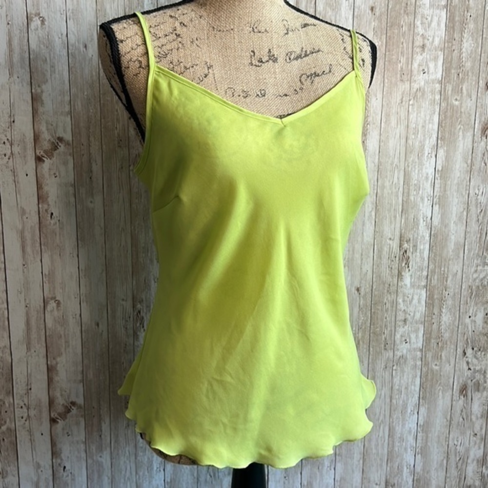 Notations Green V Neck Cami Tank Top